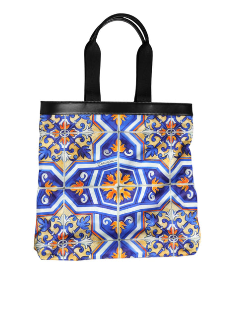 Dolce & Gabbana Multicolor Maiolica Print Tote Shoulder Bag – Women